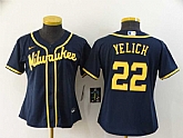 Women Brewers 22 Christian Yelich Navy Nike 2020 Cool Base Jersey,baseball caps,new era cap wholesale,wholesale hats